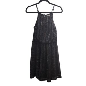 Francescas Mi Ami Black Sparkle Halter Neck Sleeveless Mini Dress - Size S‎